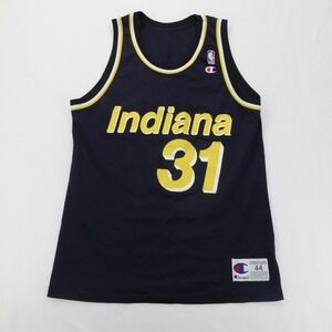 Vintage Indiana Pacers Jersey Mens 44 Blue Champion Reggie Miller 31 NBA USA